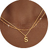 Alloy Initial Pendant Double Layer Necklaces for Women Men WG365C5-19-1