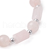 Natural Rose Quartz Round Beaded Stretch Bracelets for Women BJEW-JB11137-03-4