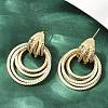 Multilayer Ring Brass Micro Pave Clear Cubic Zirconia Stud Earrings EJEW-S275-02G-2