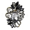 Flower with Oval Golden Alloy Rhinestone Brooches for Backpack Clothes PW-WG4AA4A-04-1