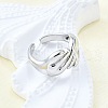 Brass Cuff Rings for Women RJEW-G347-07P-3