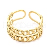 304 Stainless Steel Curb Chains Shape Open Cuff Ring for Women RJEW-C016-02G-2