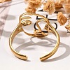 Hollow Human Face 304 Stainless Steel Open Cuff Rings for Women RJEW-M046-03G-5