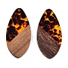 Transparent Resin and Walnut Wood Pendants RESI-T057-05D-2