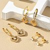 304 Stainless Steel Rhinestone Heart Earring Sets EJEW-Z098-26G-3