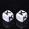 Acrylic Horizontal Hole Letter Beads X-PL37C9129-K-2