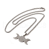 Non-Tarnish 304 Stainless Steel Triple Moon Pendant Necklaces NJEW-P293-06P-3