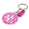 Acrylic Flat Round with Suede Tassel Pendant Keychain KEYC-G060-01A-2