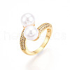 Brass Micro Pave Clear Cubic Zirconia Cuff Rings for Women KK-T074-26G-4