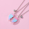 2Pcs Fashionable Alloy Enamel BFF Glitter Heart Magnetic Pendant Necklaces for Women FS-WGD1691-01-2