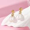 304 Stainless Steel Natural Freshwater Pearl Dangle Stud Earrings EJEW-G423-20G-4