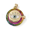 Brass Micro Pave Cubic Zirconia with Glass Pendents KK-Q815-02G-09-1