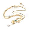 304 Stainless Steel Pave Green Cubic Zirconia Heart Pendant Necklaces for Women NJEW-U040-01A-G-4