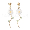 Sunflower Natural Shell Beads Long Dangle Stud Earrings for Her X1-EJEW-TA00021-1