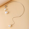 White Imitation Pearl Round Tassel Brass Cuff Choker Necklaces for Women FS-WG39A22-02-1