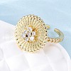 Brass Micro Pave Clear Cubic Zirconia Cuff Rings RJEW-M066-03G-01-4