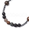 Natural Tiger Eye & Obsidian & Bloodstone Rosary Bead Necklaces NJEW-JN05114-02-5