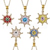Glass Seed Beads & Handmade Evil Eye Lampwork Star Pendant Necklaces NJEW-MZ00098-2