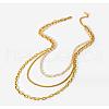 304 Stainless Steel Box & Imitation Pearl Chains 3 Layer Necklaces JN1127A-1