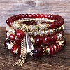 4Pcs Bohemian Style Acrylic Beaded Stretch Bracelet Sets for Women WGF9E90-03-2