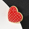 Heart Brass with Enamel Cuff Rings for Women RJEW-A069-10G-2