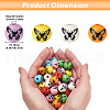 Fashewelry 80Pcs 8 Colors Printed Natural Wood Beads WOOD-FW0001-09-9
