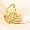 Brass Micro Pave Cubic Zirconia Cuff Rings for Women RJEW-F176-01G-5