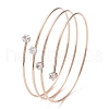 Ion Plating(IP) 304 Stainless Steel Triple Loops Wire Wrap Bangle BJEW-K227-02RG-1