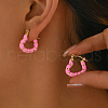 Stylish Stainless Steel Enamel Geometric Heart Hoop Earrings XI3241-2-1