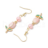 Valentine's Day Alloy Enamel Flower Dangle Earrings EJEW-JE06273-02-5