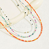 3Pcs Bohemian Round Rainbow Glass Seed Beaded 3 Layer Necklaces for Women DY1745-4