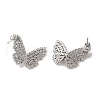 Butterfly Rack Plating Brass Stud Earrings EJEW-A027-05P-2