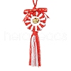 Handmade Macrame Cotton Christmas Wreath Pendant Decoration HJEW-JM02654-01-2