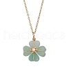 Natural Green Aventurine Clover Pendant Necklaces NJEW-JN05132-02-2