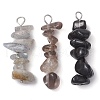 Gradient Color Natural Smoky Quartz & Natural Obsidian & Natural Labradorite Chip Beaded Pendants PALLOY-JF02791-07-1