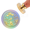 Brass Wax Seal Stamp with Handle AJEW-WH0184-0268-1