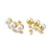 Rack Plating Round Brass & ABS Imitation Pearl Stud Earrings EJEW-I310-15G-2