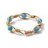 Round Natural Ruby & Magnesite & Tourmaline & Amethyst & Lapis Lazuli Finger Ring RJEW-JR00740-5