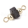 Natural Lava Rock Disc & Electroplate Non-magnetic Synthetic Hematite Round Beaded Connector Charms PALLOY-JF04016-5