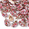 Printed Natural Cowrie Shell Pendants SSHEL-R047-02-B04-1