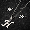 201 Stainless Steel Pendant Necklaces & Stud Earrings Sets WG00841-09-1