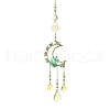 Natural Green Aventurine & Glass Pendants Decoration HJEW-JM01479-01-1