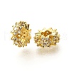 Flower Brass Micro Pave Cubic Zirconia European Beads KK-V008-19G-03-1