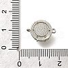 Brass Clear Cubic Zirconia Flat Round Links Connector Charms KK-K398-16P-3