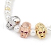 Rack Plating Brass Micro Pave Cubic Zirconia Charm Bracelets BJEW-P341-12G-01-2