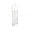 Cotton Cord Woven Web/Net with Feather Hanging Ornaments HJEW-G025-11-1