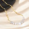 Natural Blue Lace Agate Chip Beaded Necklaces NJEW-C070-04G-03-4