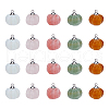 20Pcs 5 Styles Natural & Synthetic Mixed Gemstone Pumpkin Charms with Platinum Plated Brass Loops PALLOY-FH00025-1