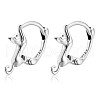 Rhodium Plated 925 Sterling Silver Cute Cat Hoop Earrings for Women JE1005A-1