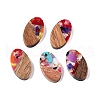 Transparent Resin and Walnut Wood Pendants RESI-T057-03L-1